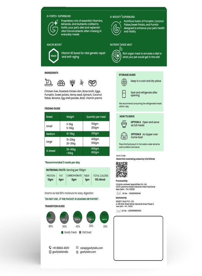 Goofy Tails Chicken & Herbs Wet Dog Food 700g (100gX7 Pack), Wholesome, Human Grade, Preservative Free, Grain & Gluten Free, Taste Booster & Food Topper - Image 2